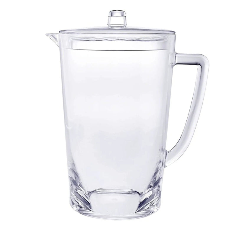 Halo - Oval Design Unbreakable Plastic Water Pitcher With Lid Acrylic, 2.75 Quarts - Clear by HouseOfZazla