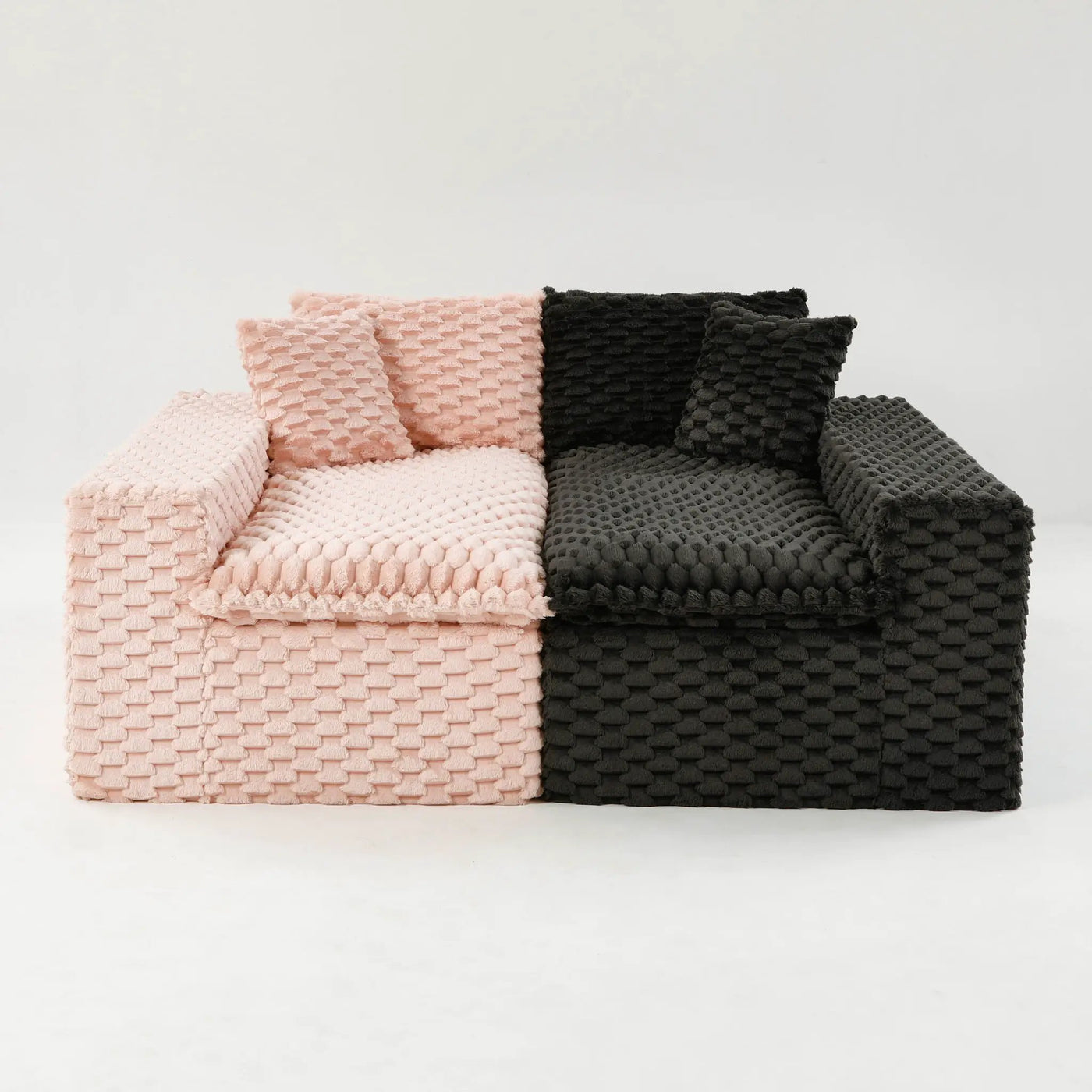 Multifunctional Sofa Pink Black, Fits 4 People by HouseOfZazla