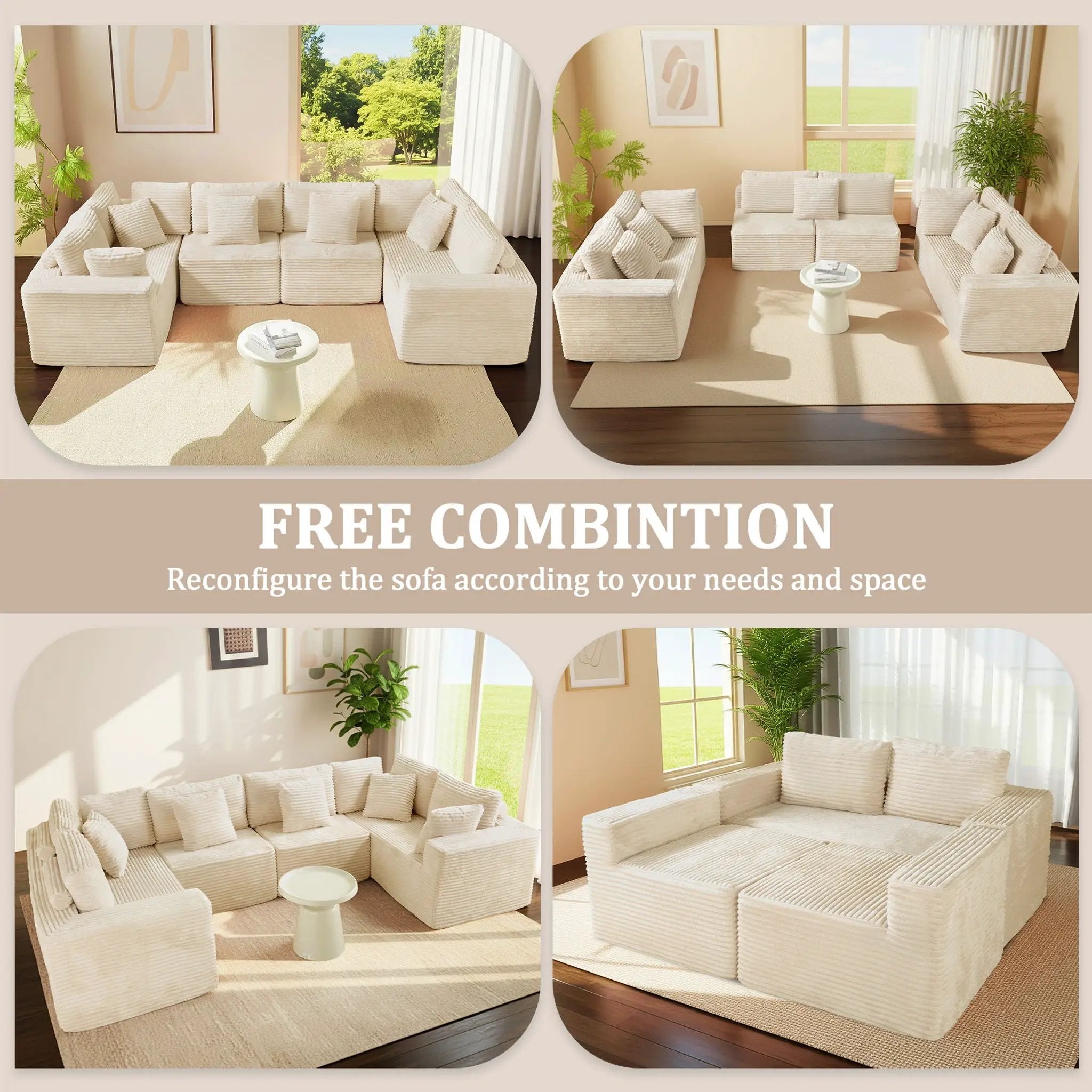 Modular U Shaped Sectional Sofa With Reversible Design by Unique Piece Furniture