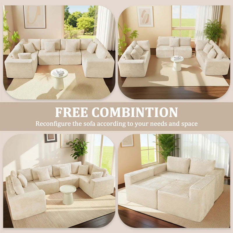 Modular U Shaped Sectional Sofa With Reversible Design