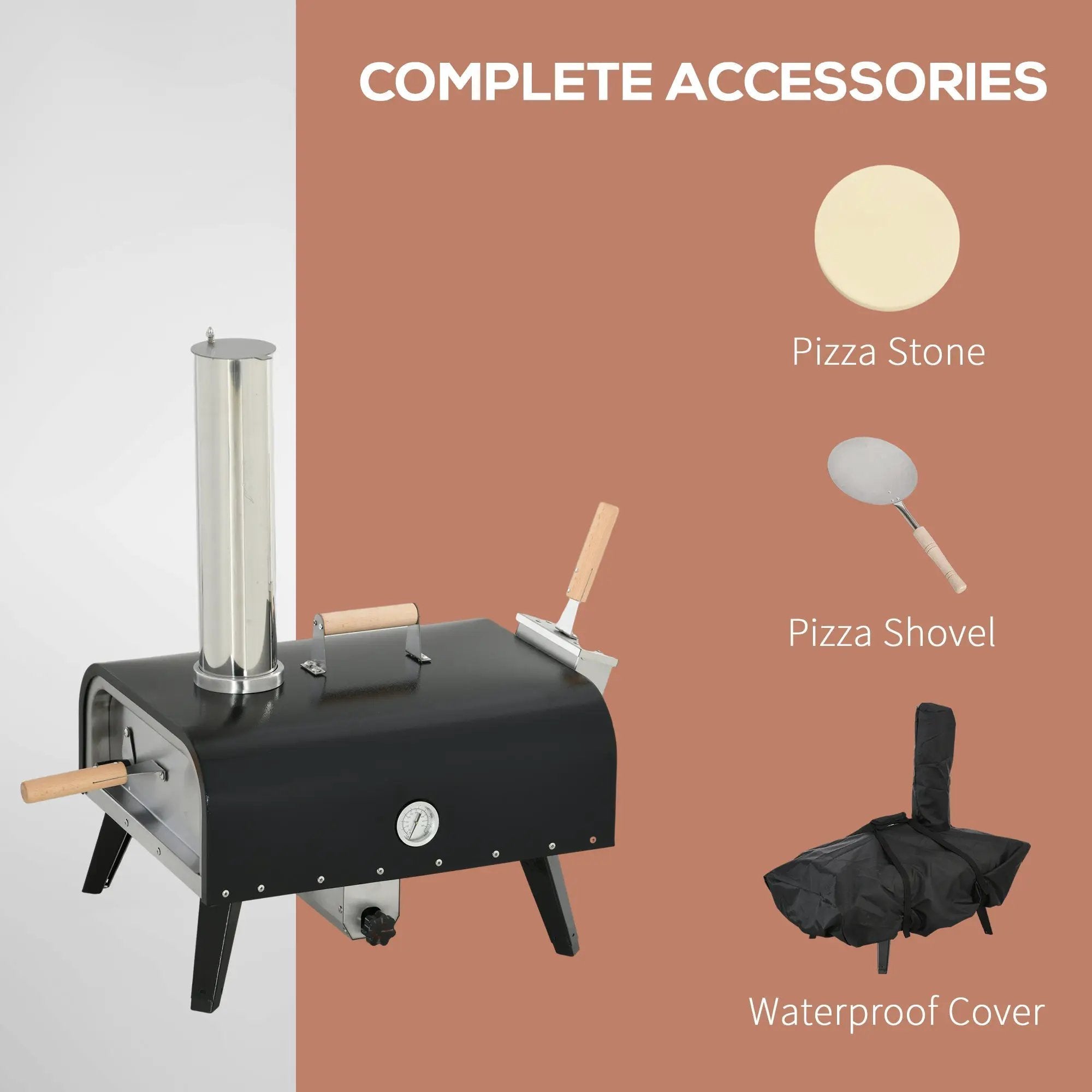 Outsunny Outdoor Pizza Oven with 12" Rotating Stone and Foldable Legs by HouseOfZazla