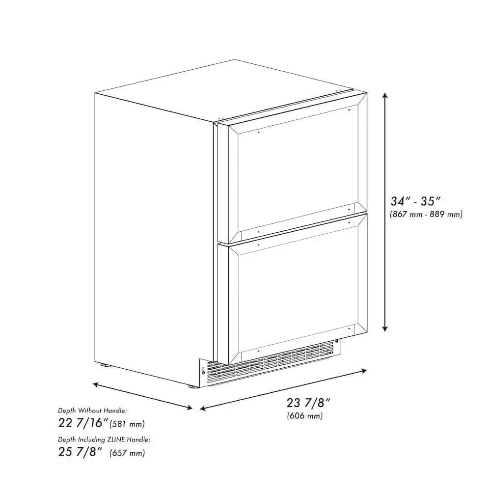 ZLINE 24" Touchstone 168 Can Outdoor-Rated Dual Refrigerator Drawer, Panel Matte Black, RDSPOZ-24-MB by Farmhouse Kitchen and Bath