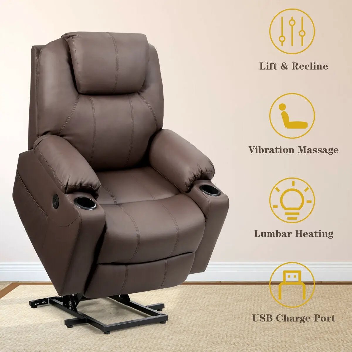 Electric Power Lift Leather Massage Sofa by DirectDeals