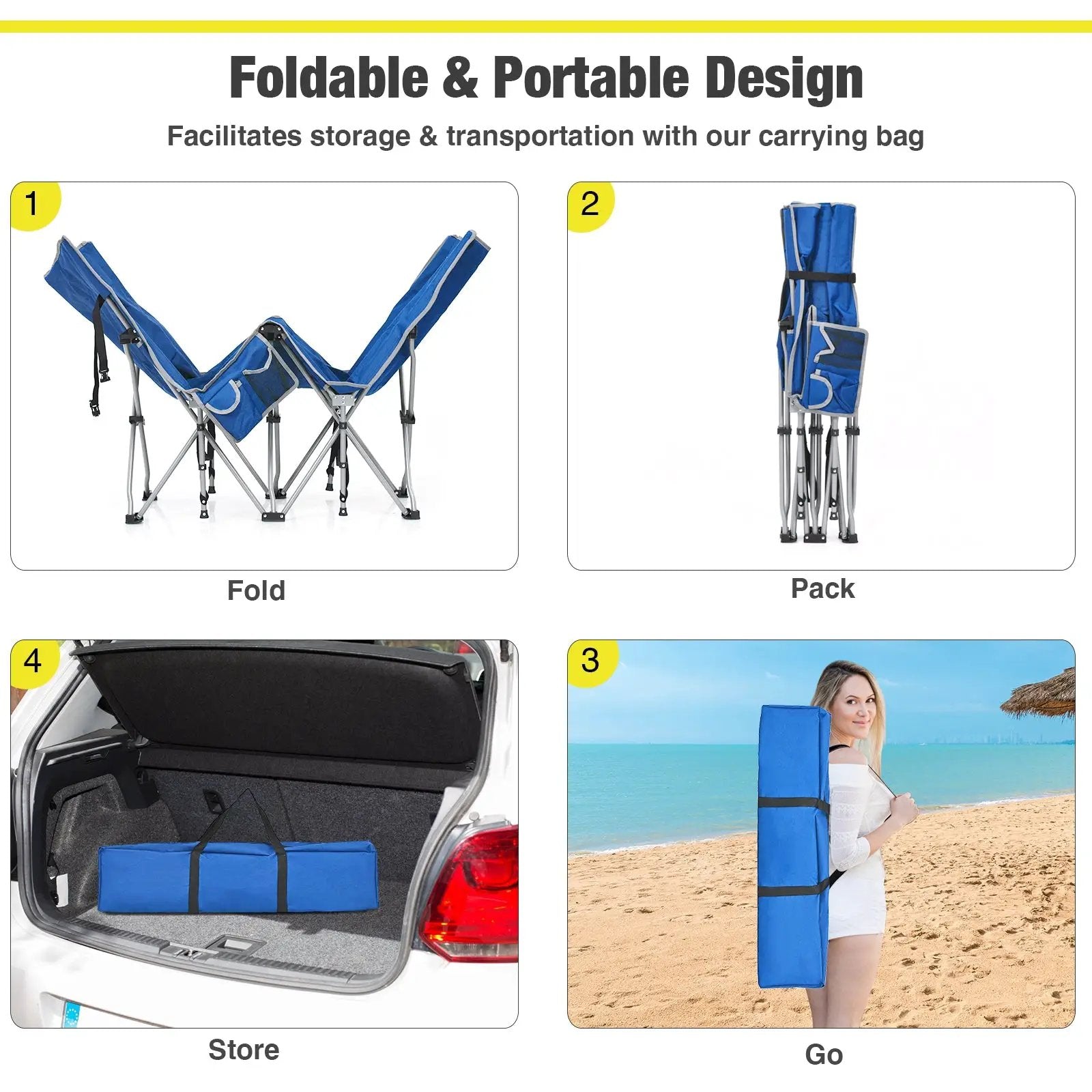 Folding Camping Cot with Side Storage Pocket Detachable Headrest by DirectDeals