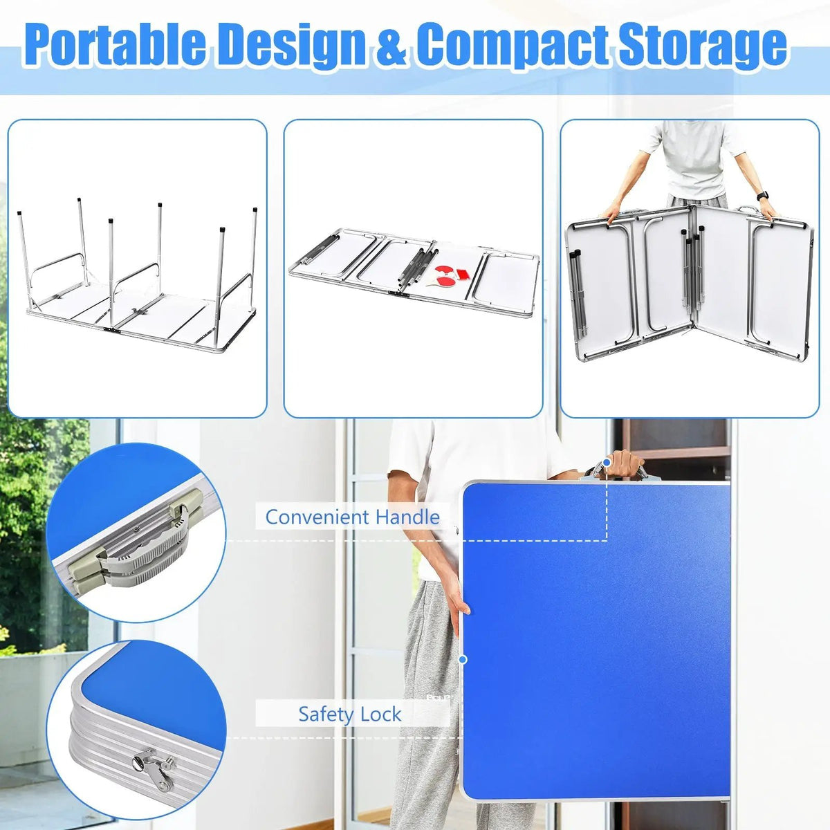 60 Inch Portable Tennis Ping Pong Folding Table with Accessories by DirectDeals