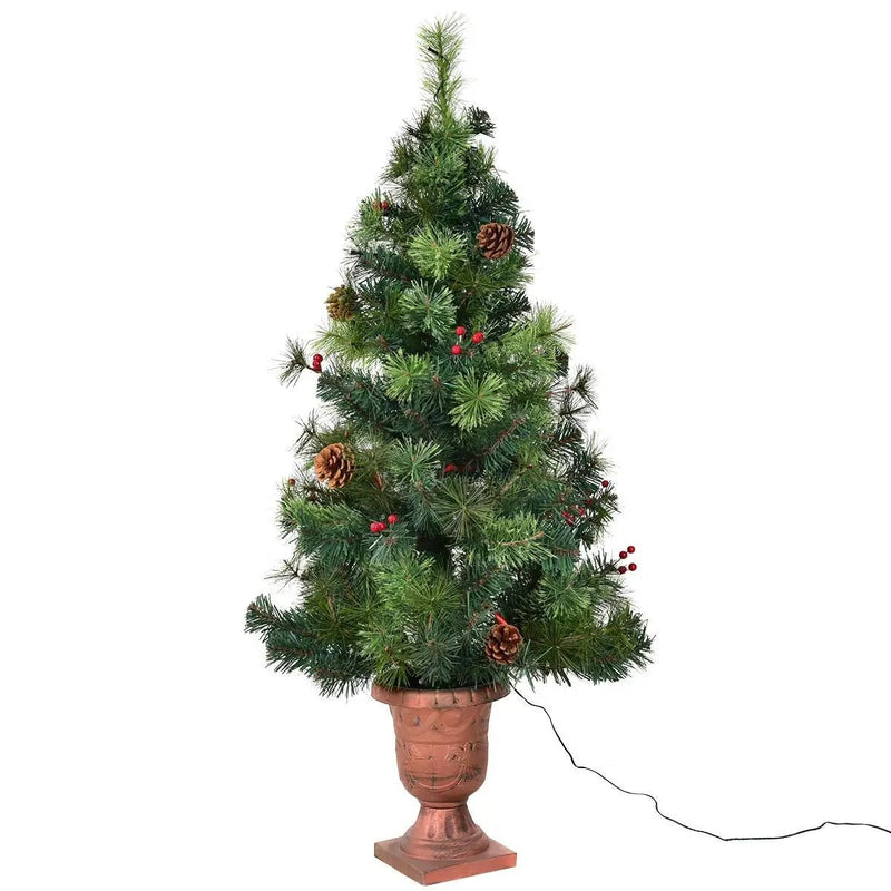 LED Christmas Tree with Red Berries Pine Cones by DirectDeals