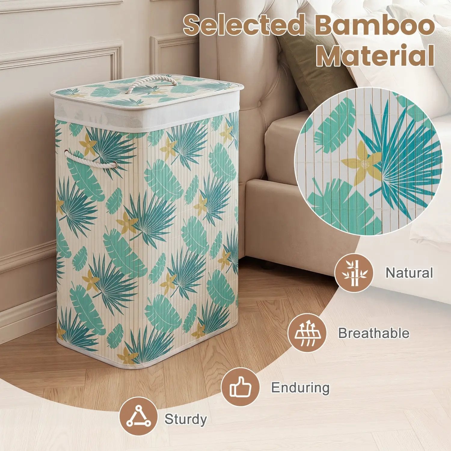 19 Gallon Bamboo Laundry Hamper with Removable Liner by DirectDeals