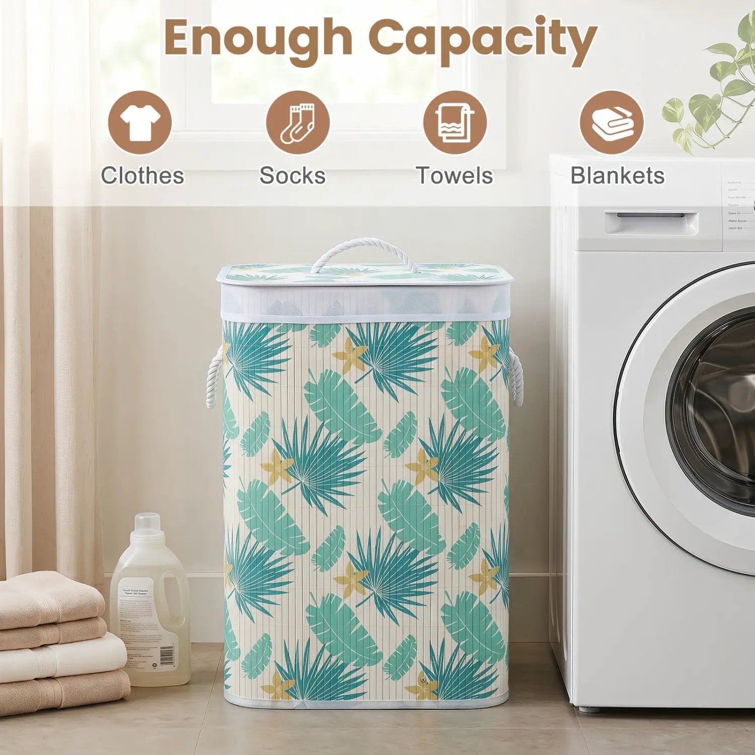 19 Gallon Bamboo Laundry Hamper with Removable Liner by DirectDeals