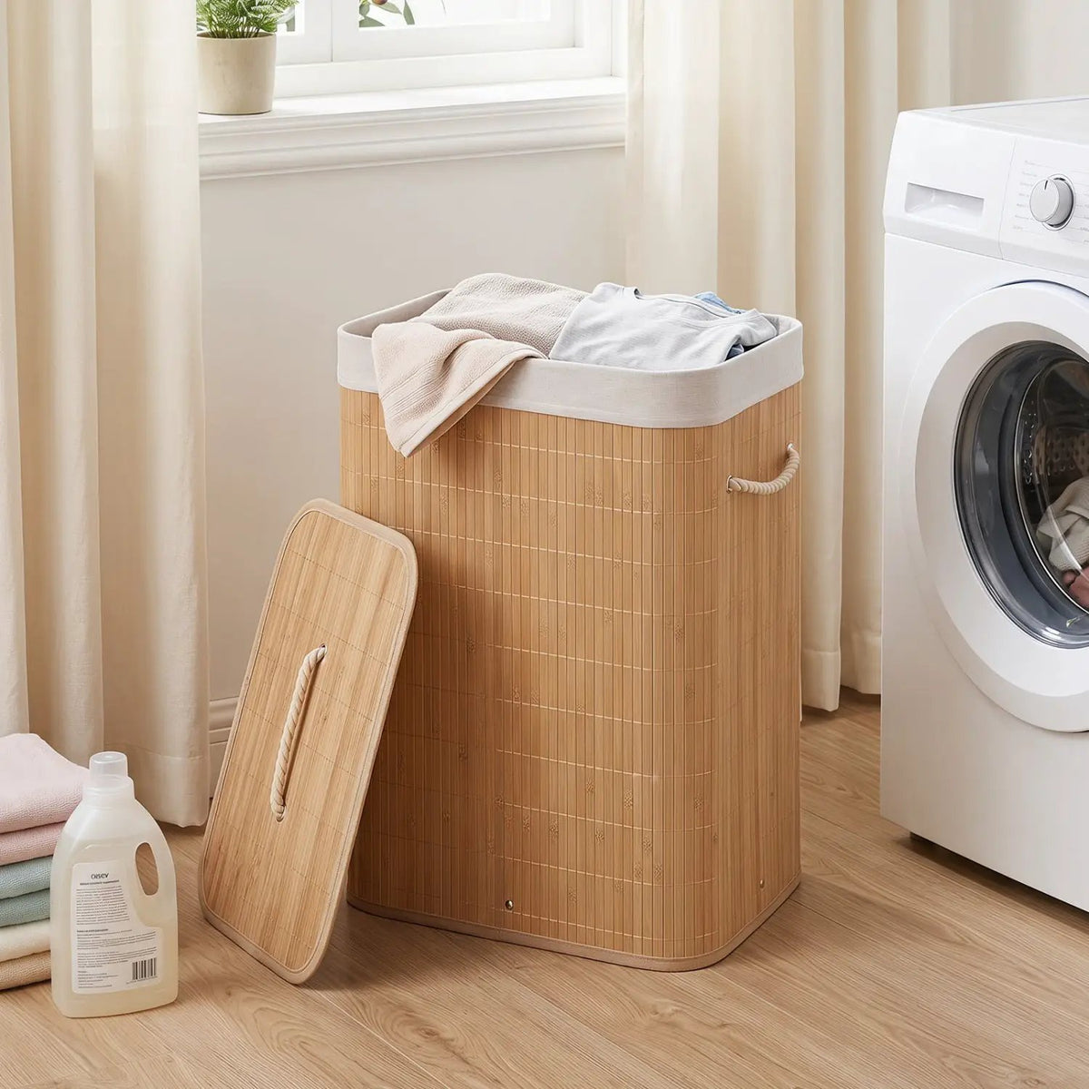 19 Gallon Bamboo Laundry Hamper with Removable Liner by DirectDeals