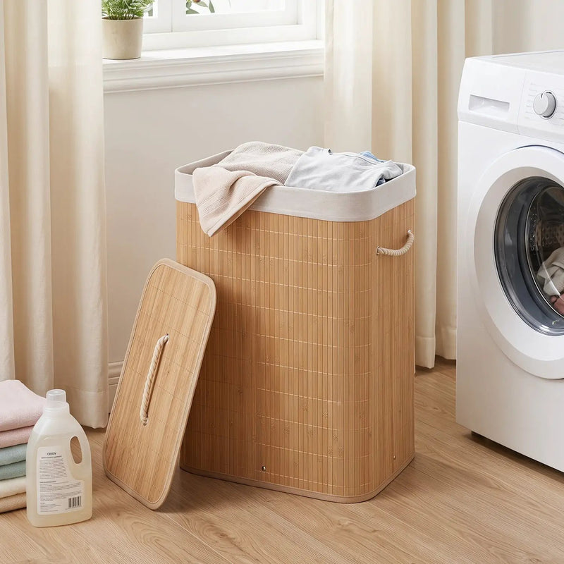 19 Gallon Bamboo Laundry Hamper with Removable Liner by DirectDeals