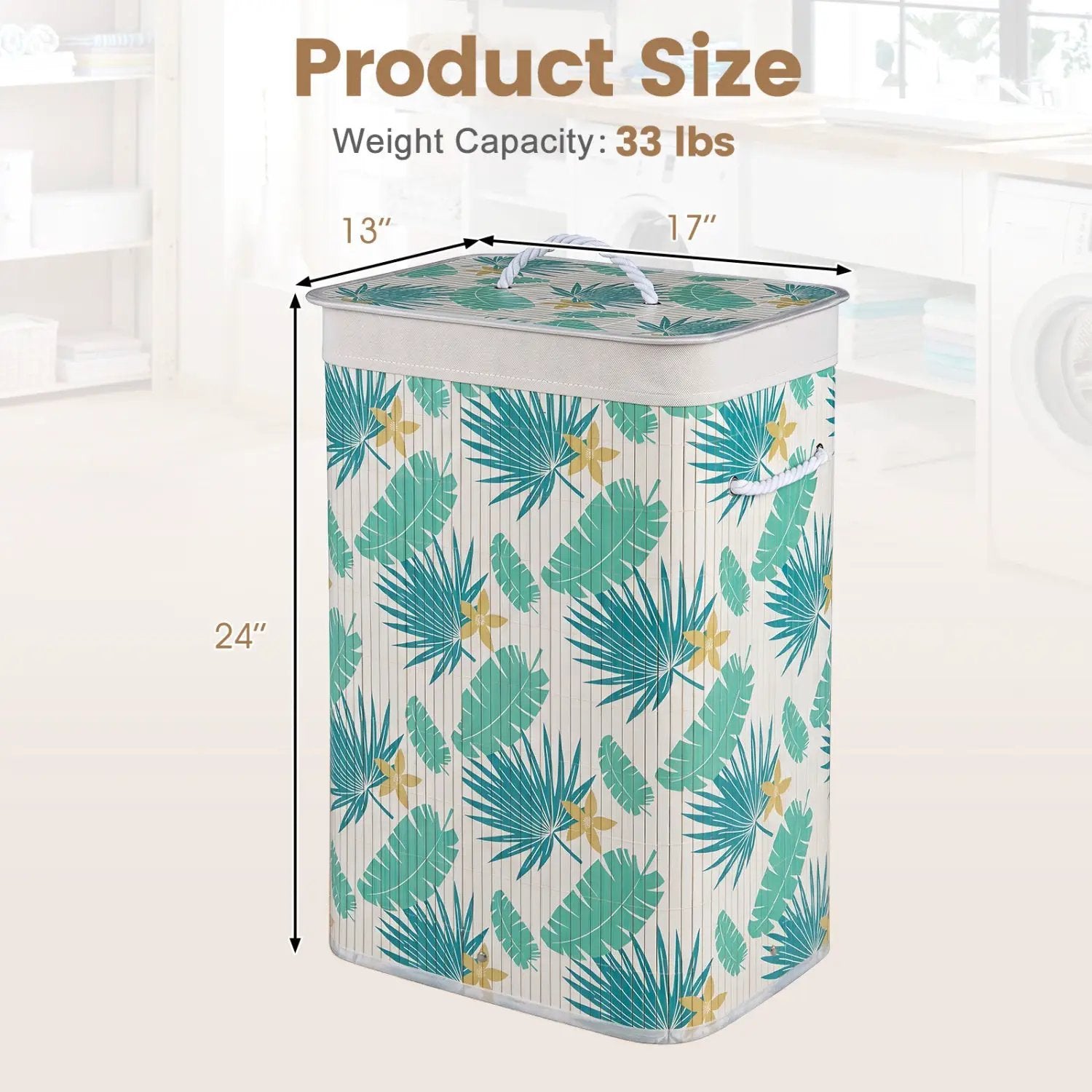 19 Gallon Bamboo Laundry Hamper with Removable Liner by DirectDeals