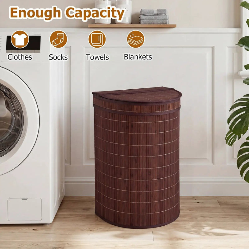 19 Gallon Bamboo Laundry Hamper with Zippered Lid by DirectDeals