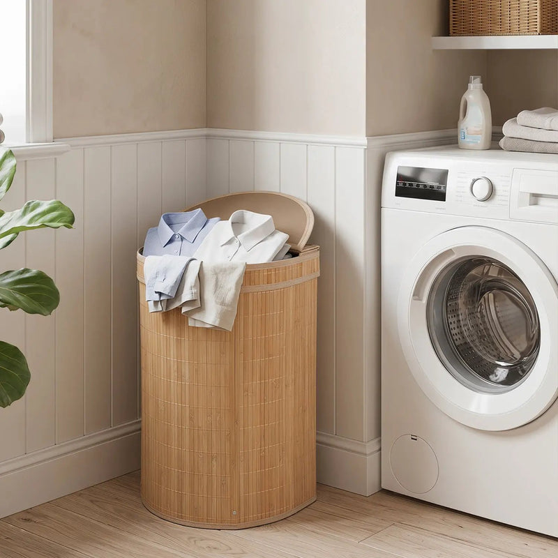 19 Gallon Bamboo Laundry Hamper with Zippered Lid by DirectDeals