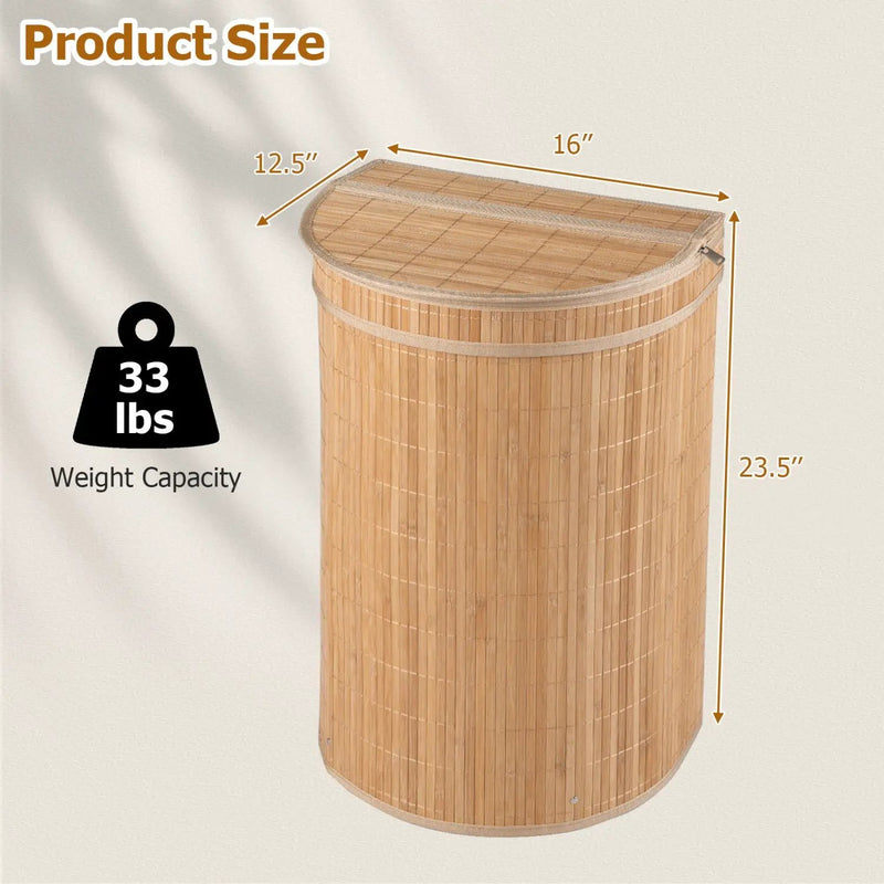 19 Gallon Bamboo Laundry Hamper with Zippered Lid by DirectDeals