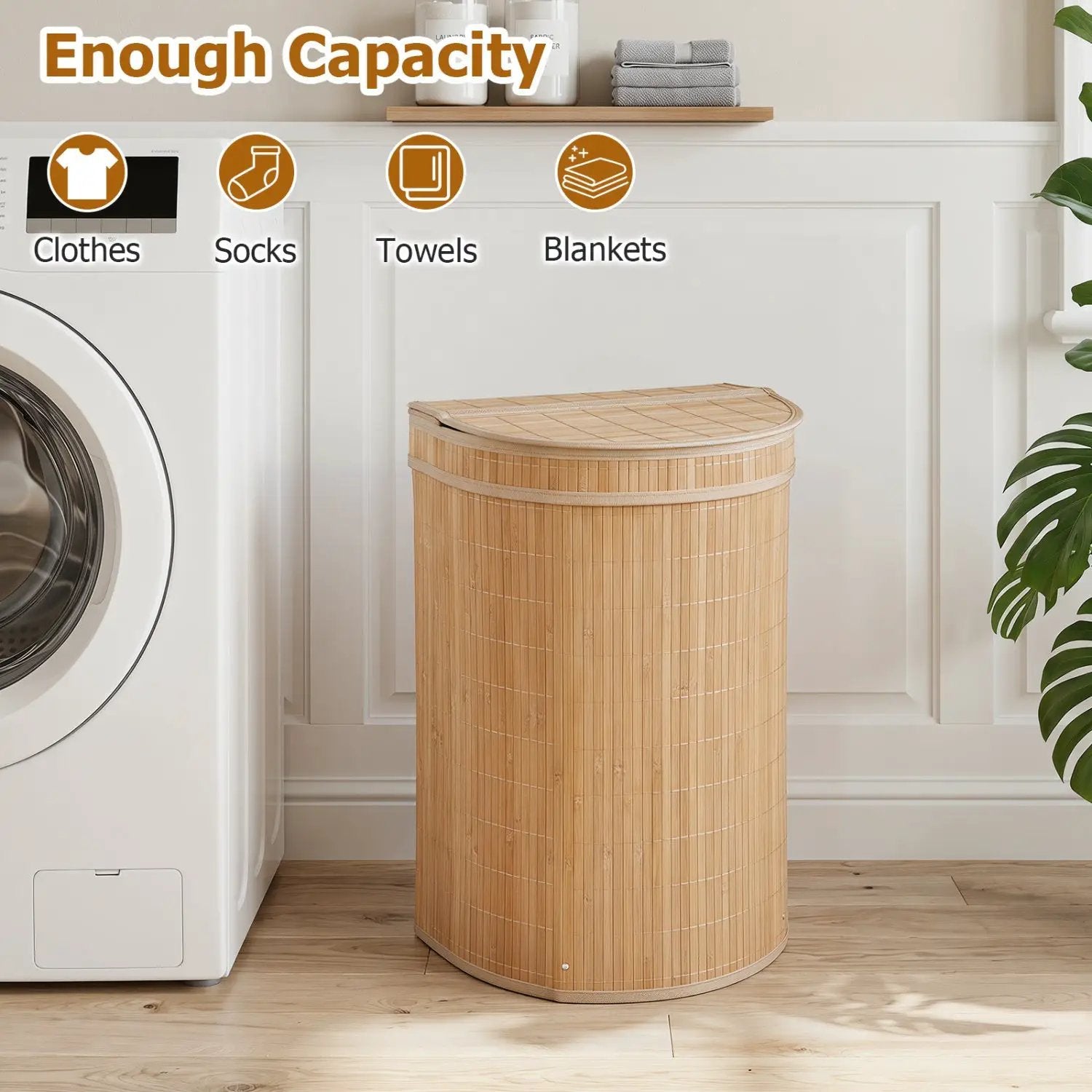 19 Gallon Bamboo Laundry Hamper with Zippered Lid by DirectDeals