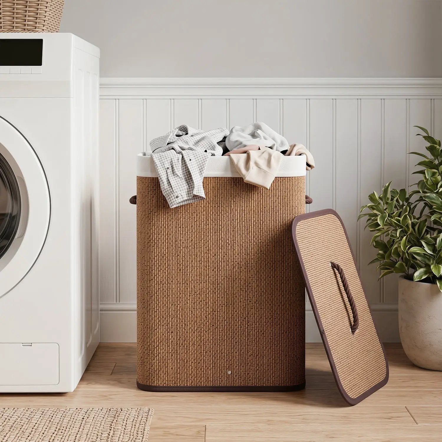 19 Gallon Bamboo Laundry Hamper with Removable Liner by DirectDeals