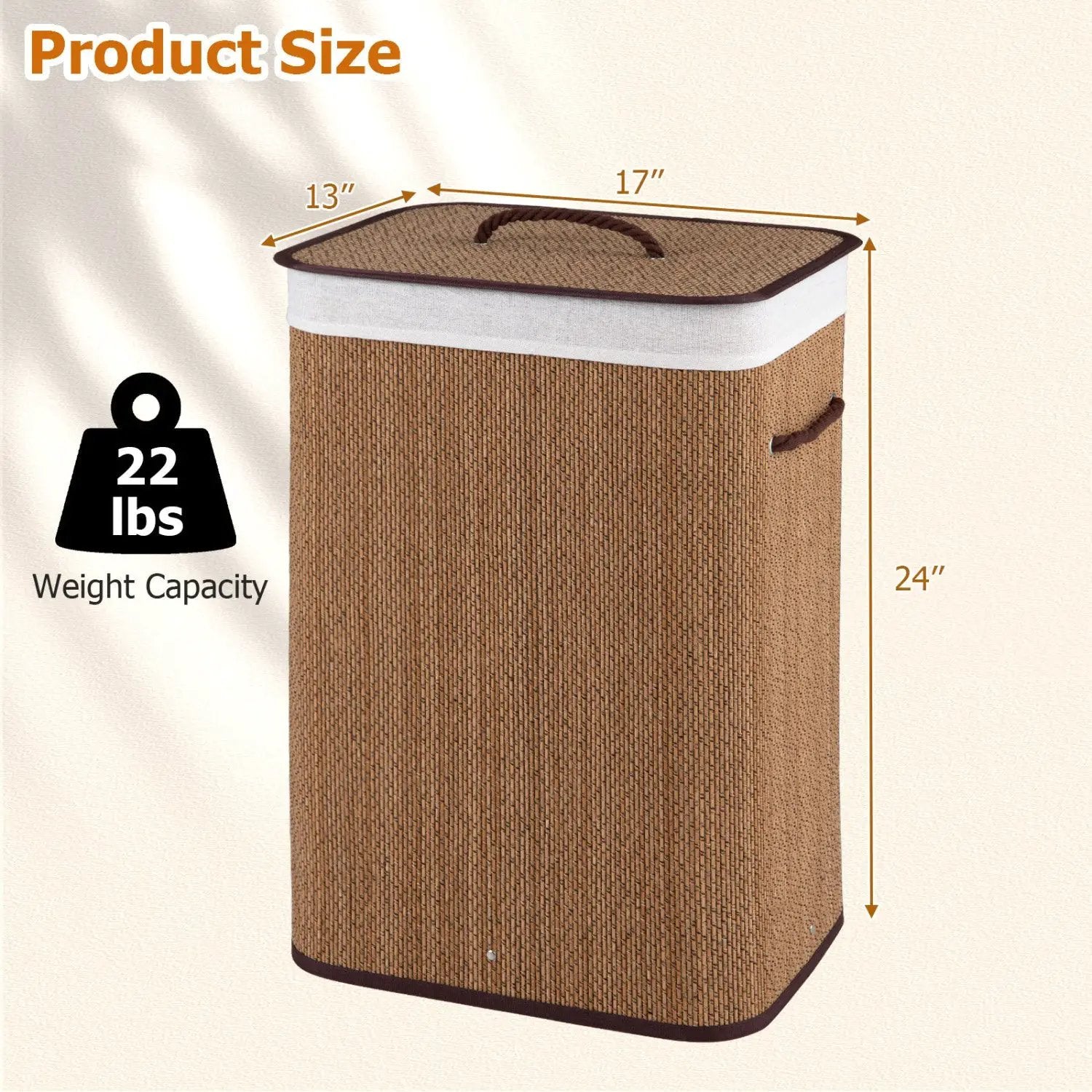 19 Gallon Bamboo Laundry Hamper with Removable Liner by DirectDeals