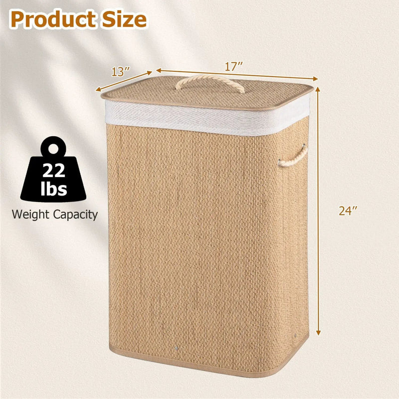 19 Gallon Bamboo Laundry Hamper with Removable Liner by DirectDeals