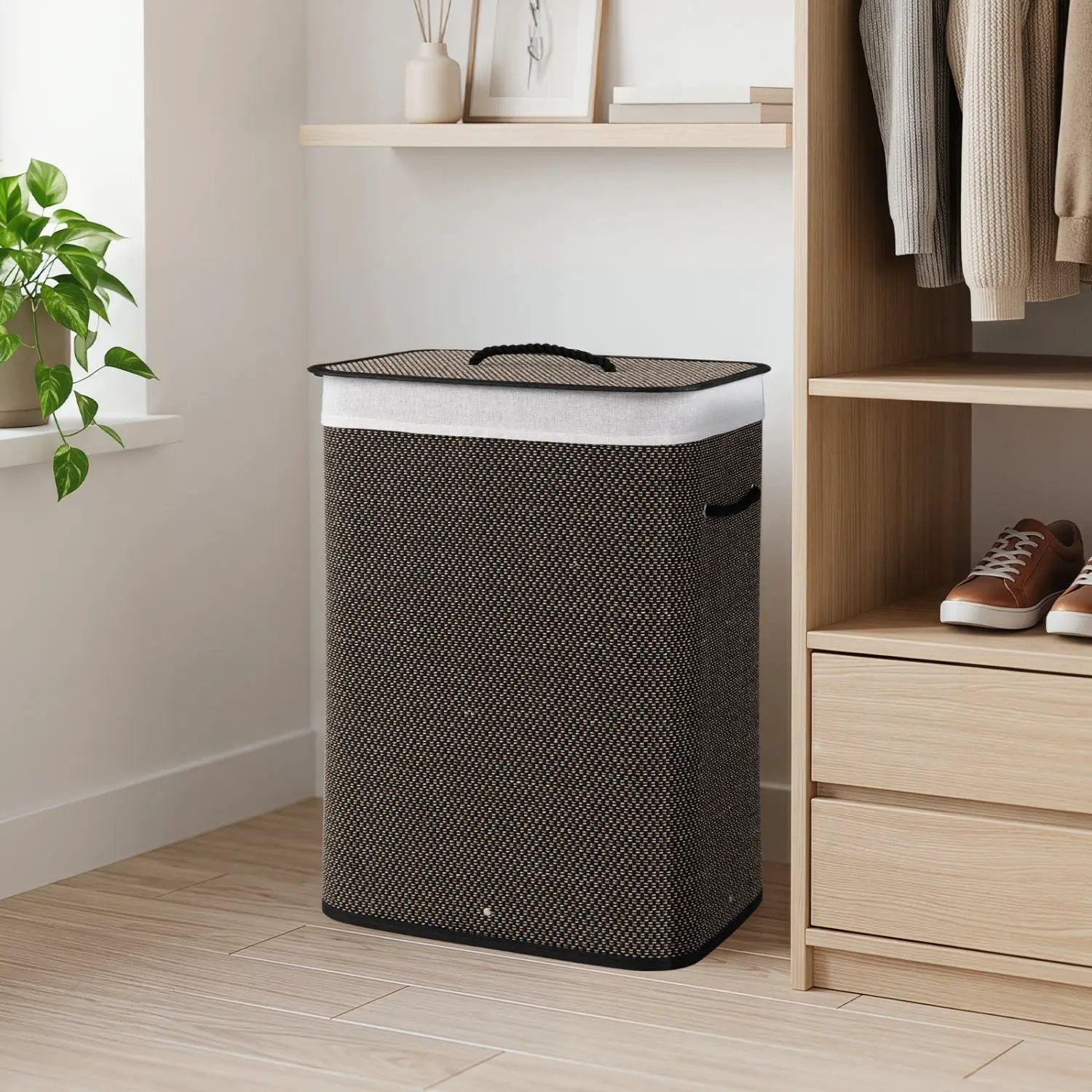19 Gallon Bamboo Laundry Hamper with Removable Liner by DirectDeals