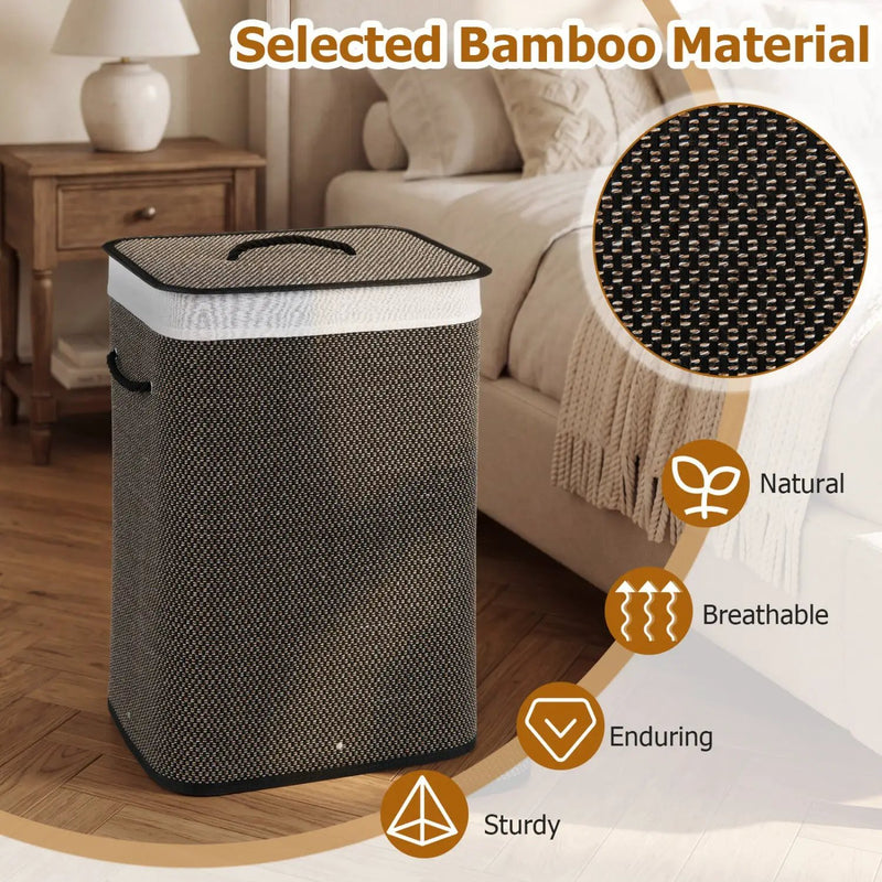 19 Gallon Bamboo Laundry Hamper with Removable Liner by DirectDeals