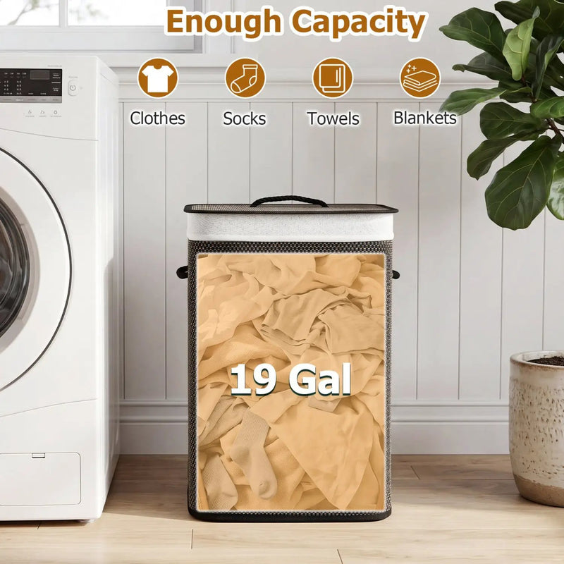 19 Gallon Bamboo Laundry Hamper with Removable Liner by DirectDeals