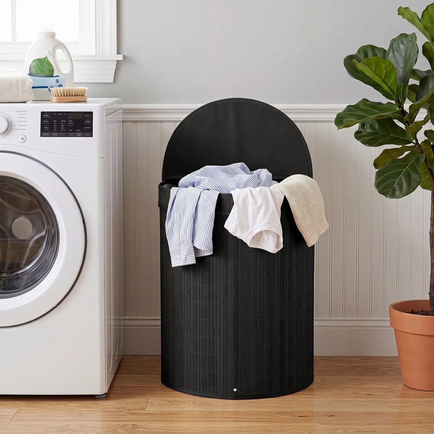 19 Gallon Bamboo Laundry Hamper with Zippered Lid by DirectDeals
