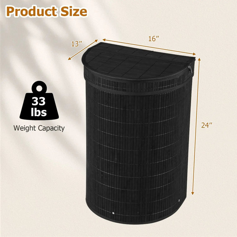 19 Gallon Bamboo Laundry Hamper with Zippered Lid by DirectDeals
