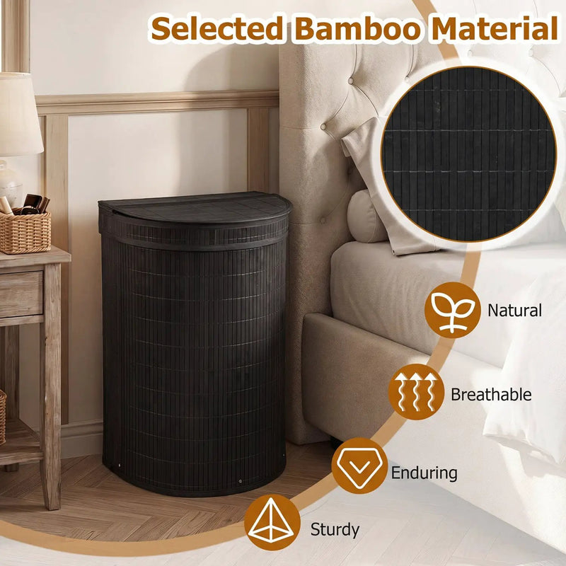 19 Gallon Bamboo Laundry Hamper with Zippered Lid by DirectDeals