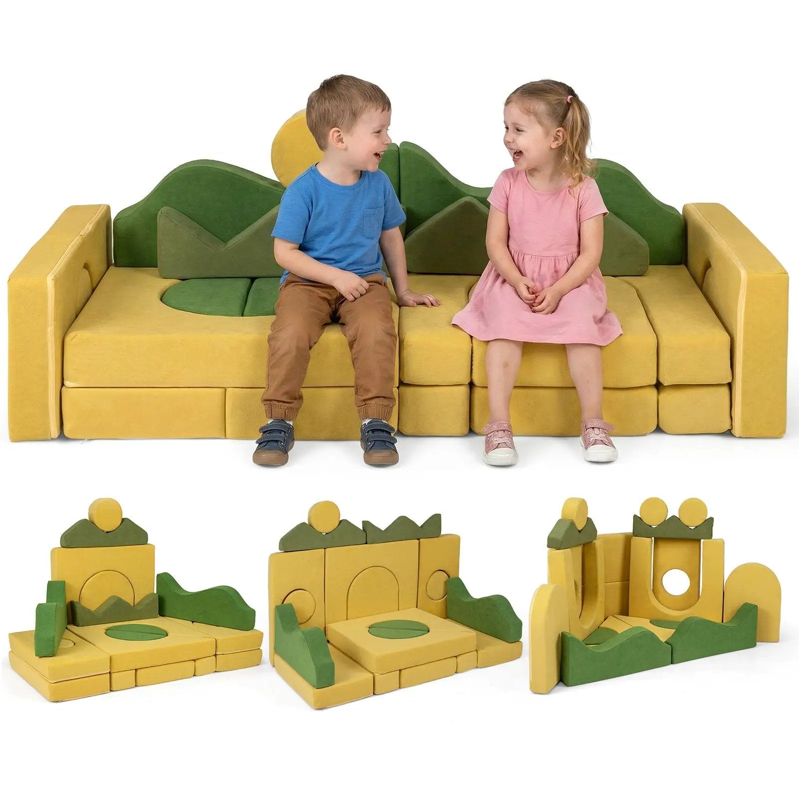 19 Pieces Modular Kids Play Couch for Inspiring Creativity by DirectDeals