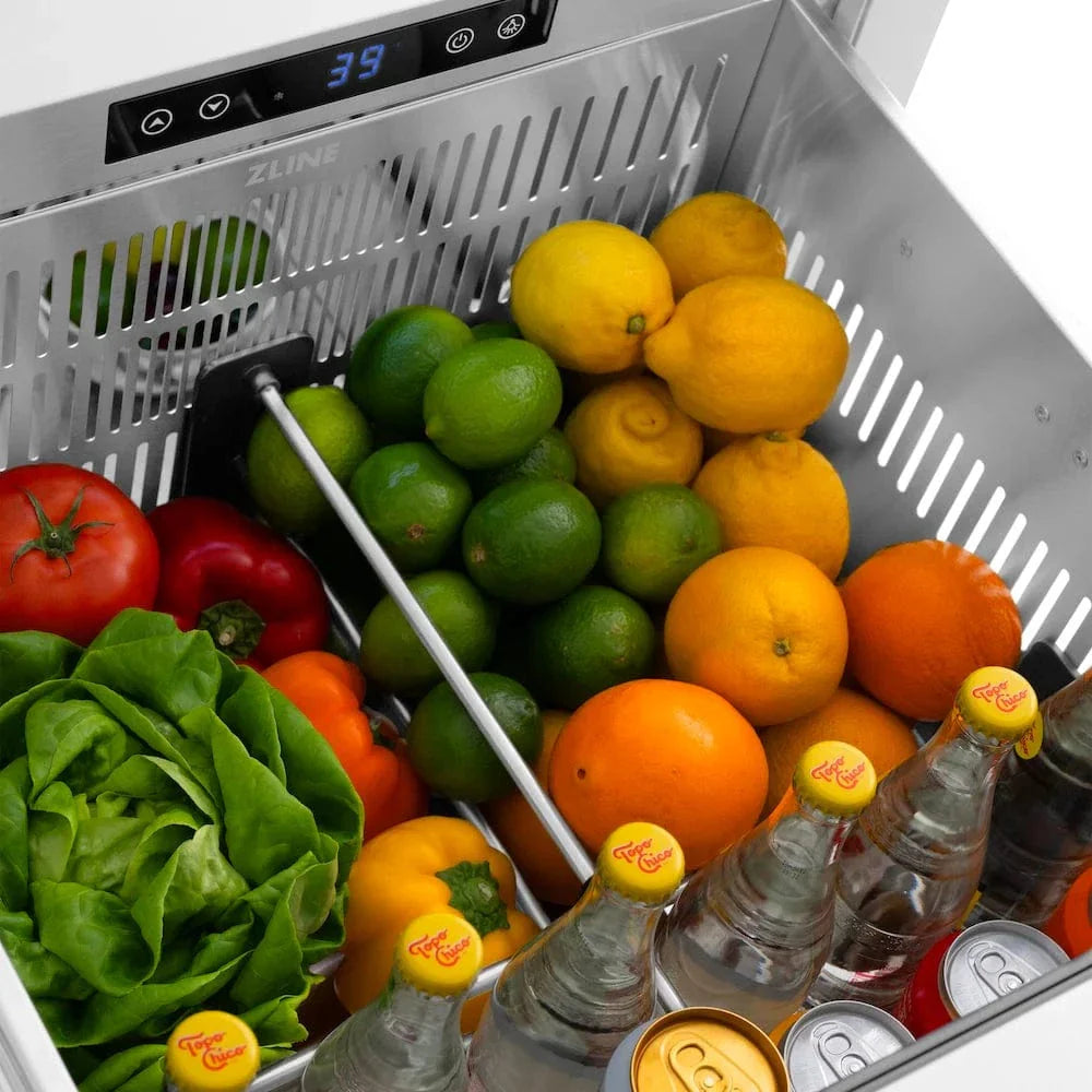 ZLINE 24" Touchstone 168 Can Outdoor-Rated Dual Refrigerator Drawer, Stainless Steel, RDSO-ST-24 by Farmhouse Kitchen and Bath