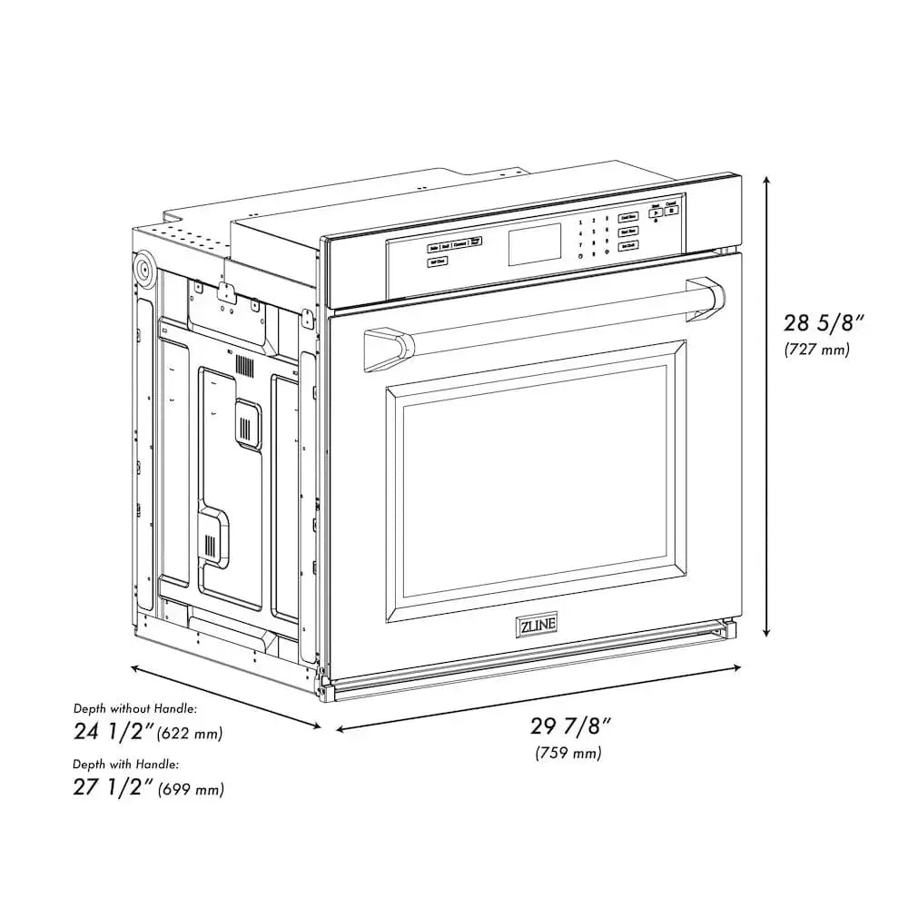 ZLINE 30"Professional True Convection Single Wall Oven, Air Fry, Self Clean, DuraSnow® White Matte, Champagne Bronze WASSZ-WM-30-CB by Farmhouse Kitchen and Bath