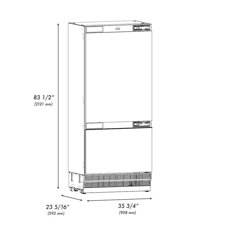 ZLINE 36" Panel Ready Built-In Bottom Freezer Refrigerator,Water Dispenser, Ice Maker,Graphite Gray GRBIT-36 by Farmhouse Kitchen and Bath