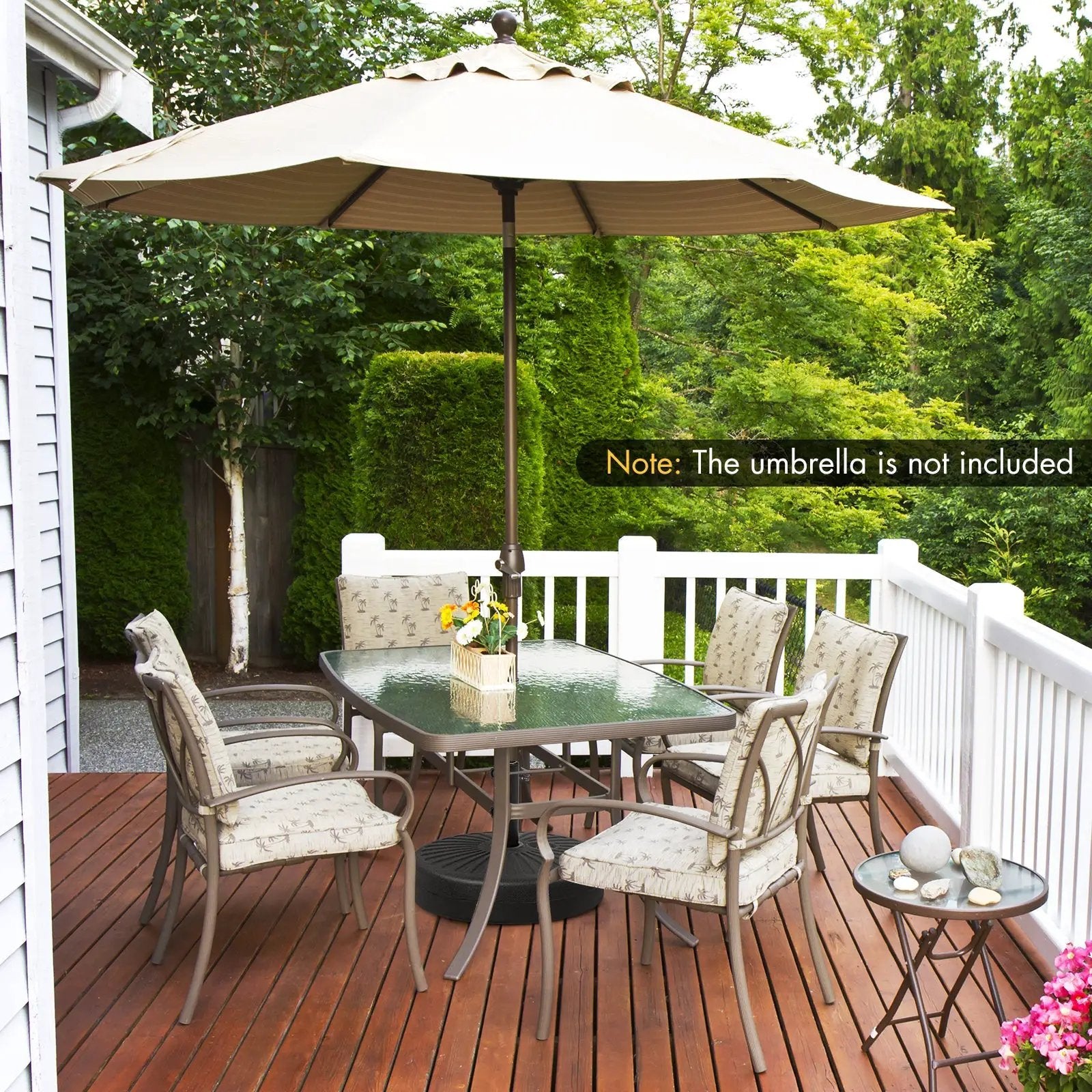 19.5 Inch Fillable Round Umbrella Base Stand for Yard Garden Poolside-Black by DirectDeals