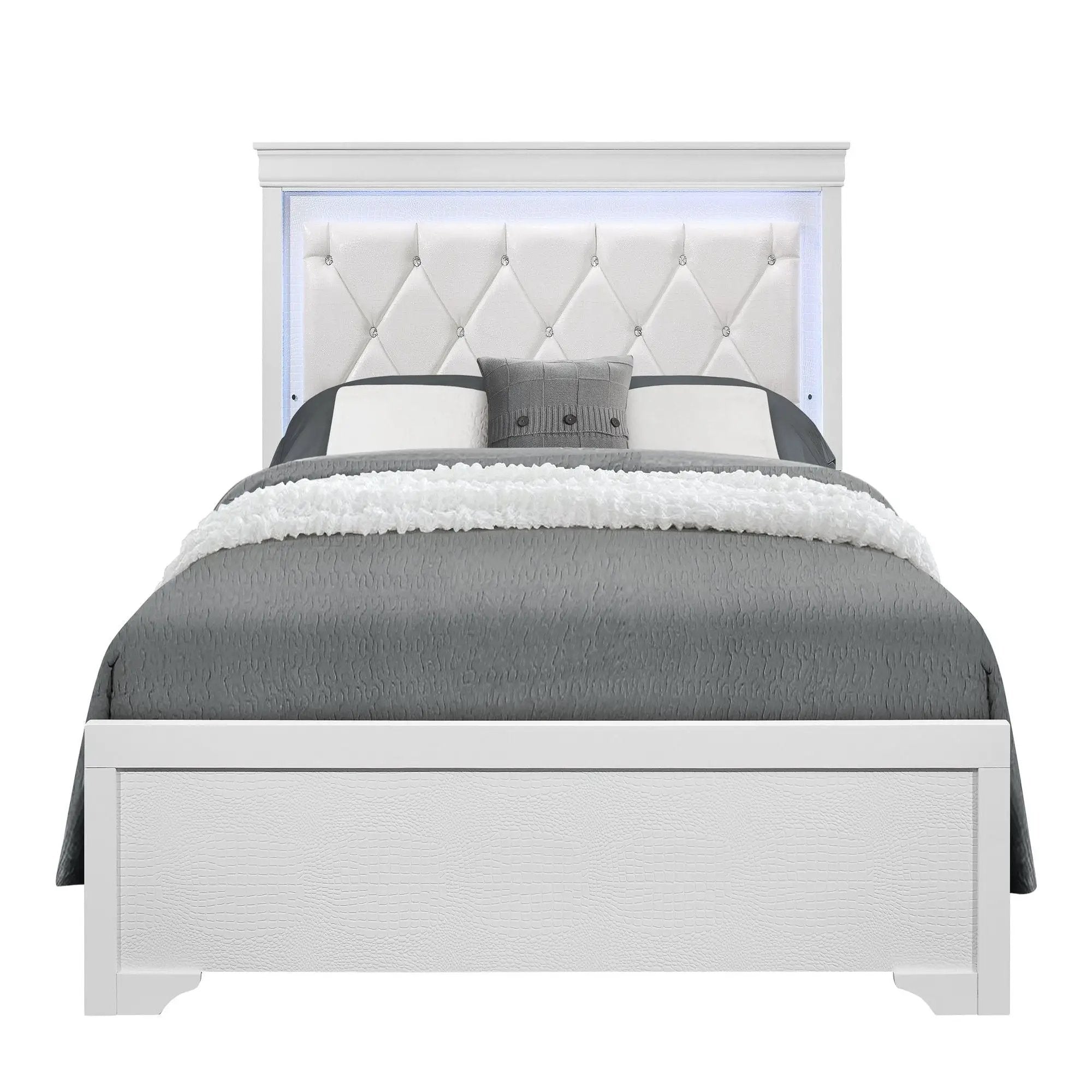 Shaker - Bed With LED Lighting And Crystal Inspired Tufted Headboard by Unique Piece Furniture