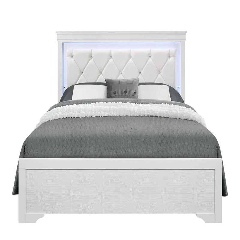 Shaker - 5 Pieces Bedroom Set With Crystal Inspired Tufted Headboard And LED Lighting by Unique Piece Furniture