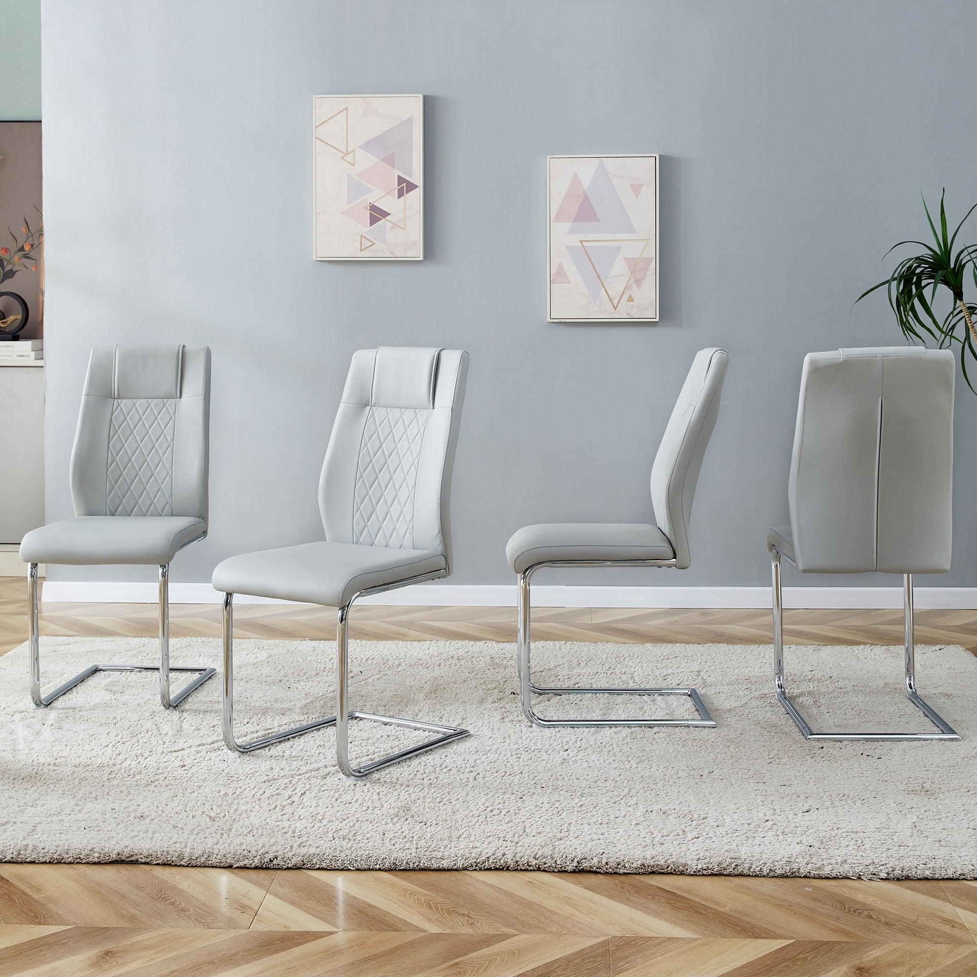 Modern Dining Chairs With Padded Seat, Metal Legs by Unique Piece Furniture