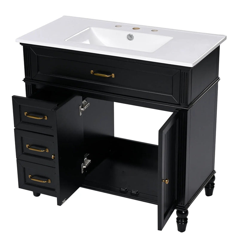 Bathroom Vanity With Sink, 2 Doors 2 Drawers, Freestanding Design by HouseOfZazla
