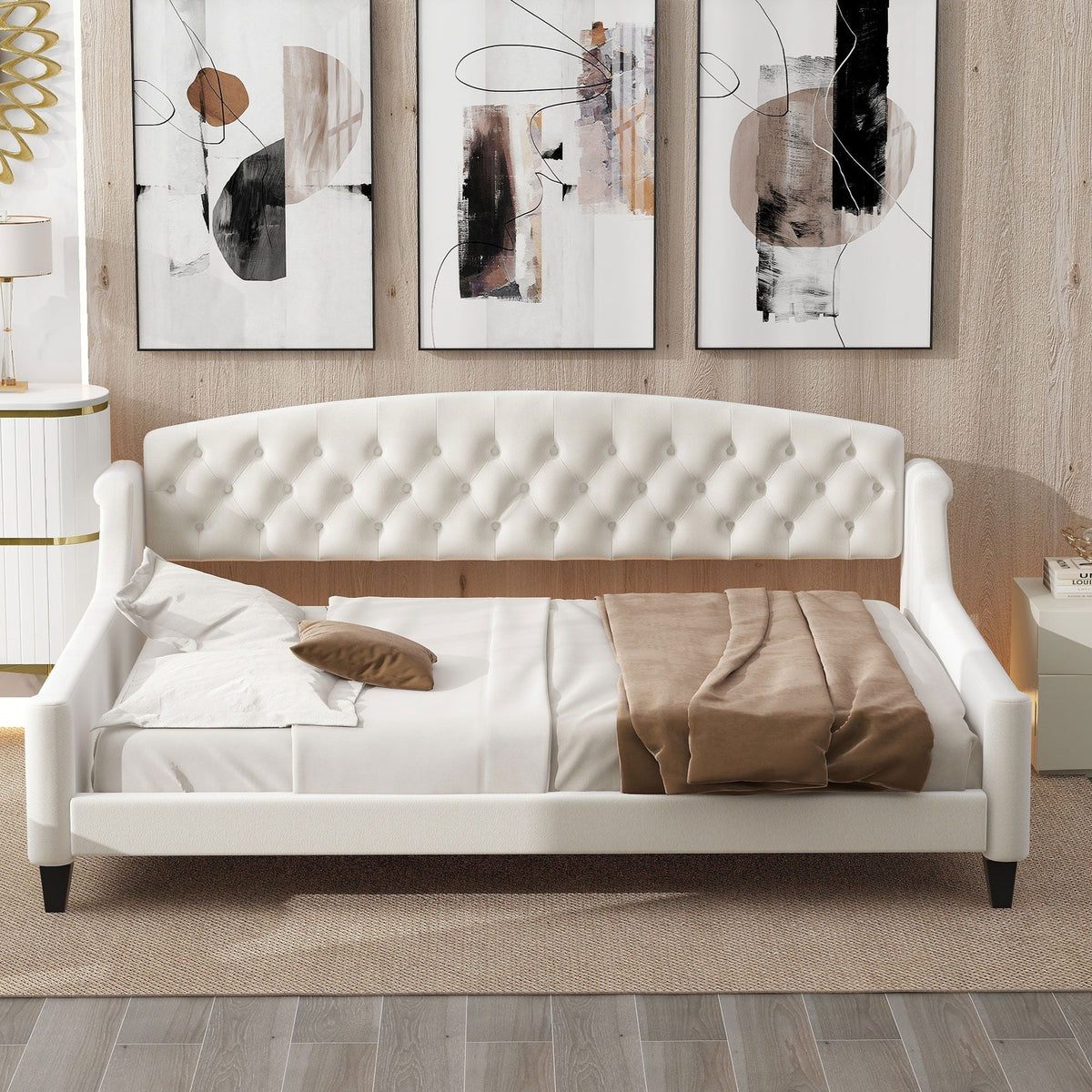 Modern Tufted Button Daybed with Tufted Upholstery – Dark Gray or Beige, photo 10 of 40