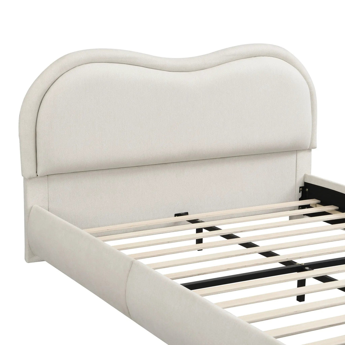 Upholstered Platform Bed Frame With Curved Headboard by HouseOfZazla