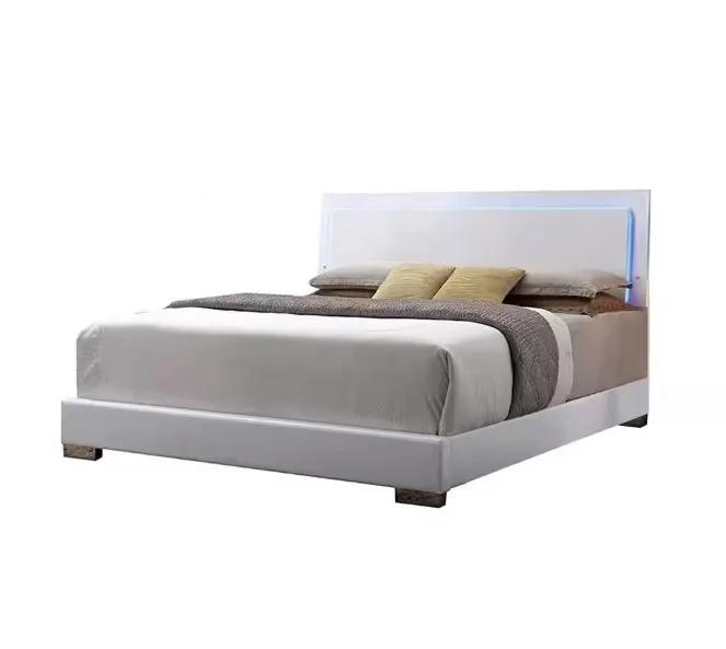 Lorimar White Faux Leather Panel Bed by HouseOfZazla