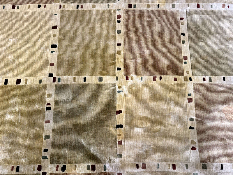 Large Wool Rug 10x13, Panel Design, Modern Contemporary Carpet by Jewel Rugs