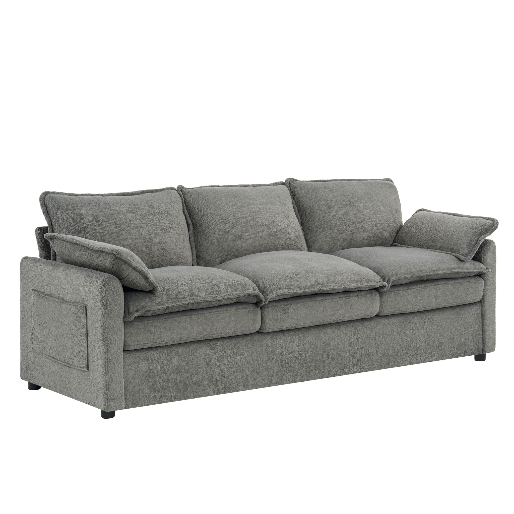 Modern 3 Seater Sofa With Side Storage Pockets For Living Room by HouseOfZazla