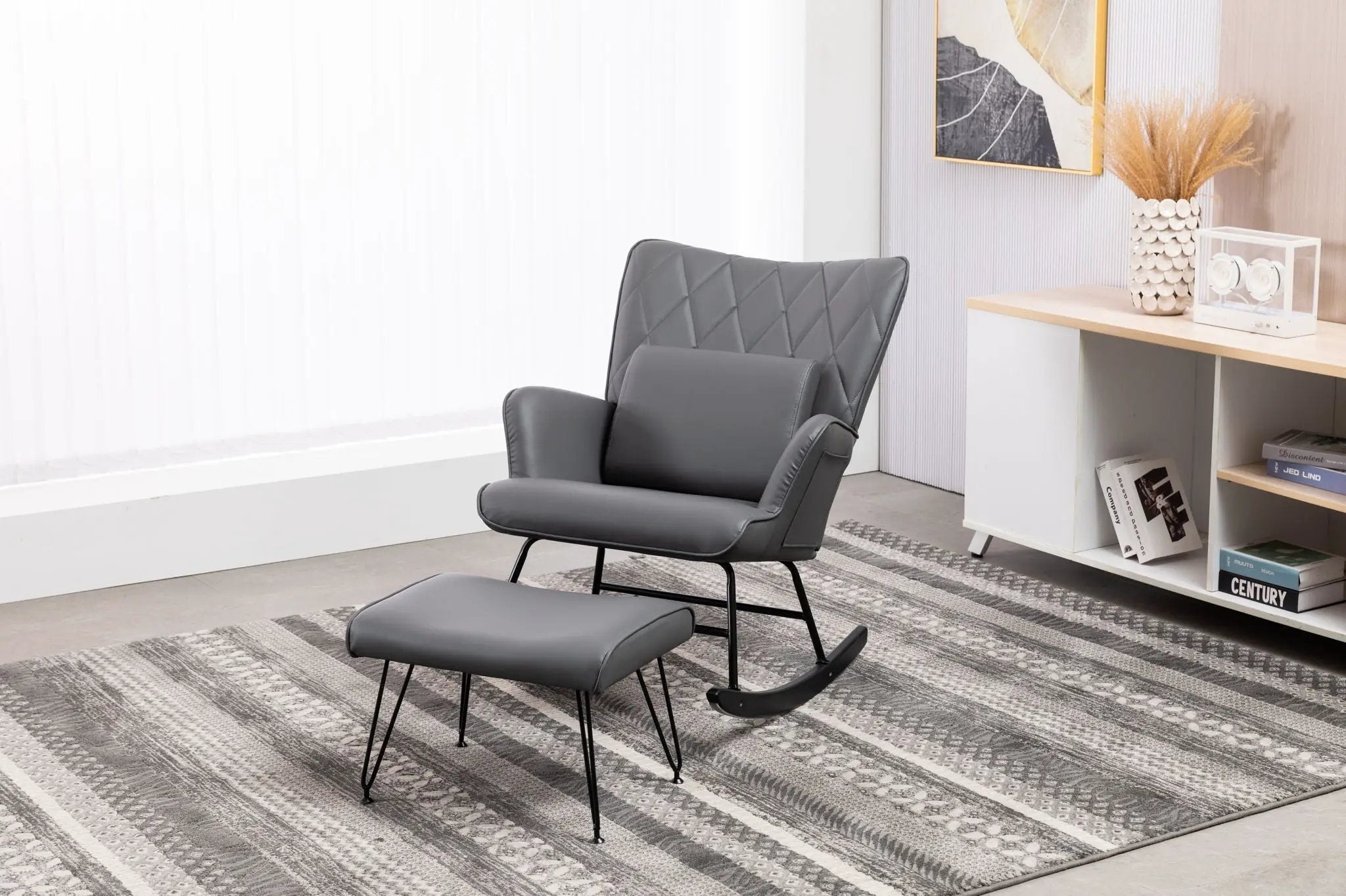 Rocking Accent Chair With Lumbar Pillow And Ottoman by HouseOfZazla