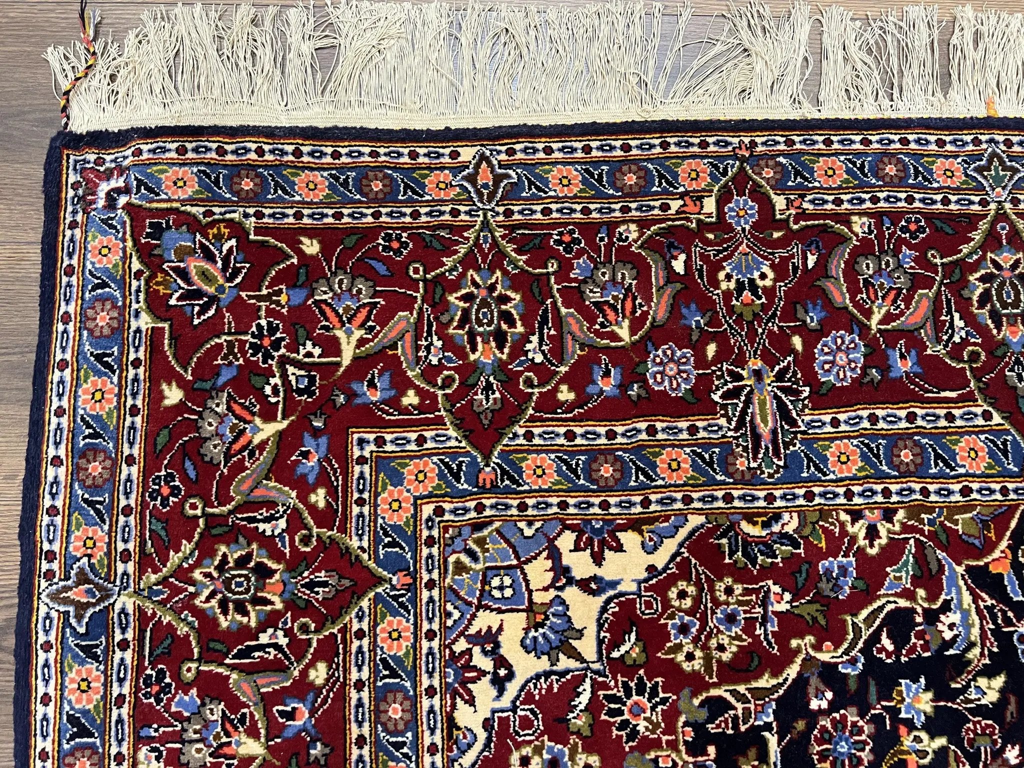 Dark Blue Persian Rug 5x8, Kork Wool Semi Antique Kashan Carpet, Very Fine Lachak Toranj Rug, Hand Knotted Floral Medallion Rug, 5 x 8 Oriental Rug by Jewel Rugs