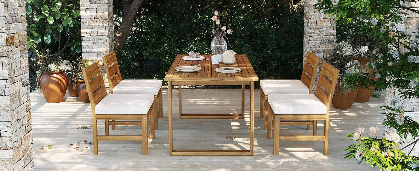 U_STYLE Farmhouse 5-Piece Outdoor Patio Dining Set by HouseOfZazla