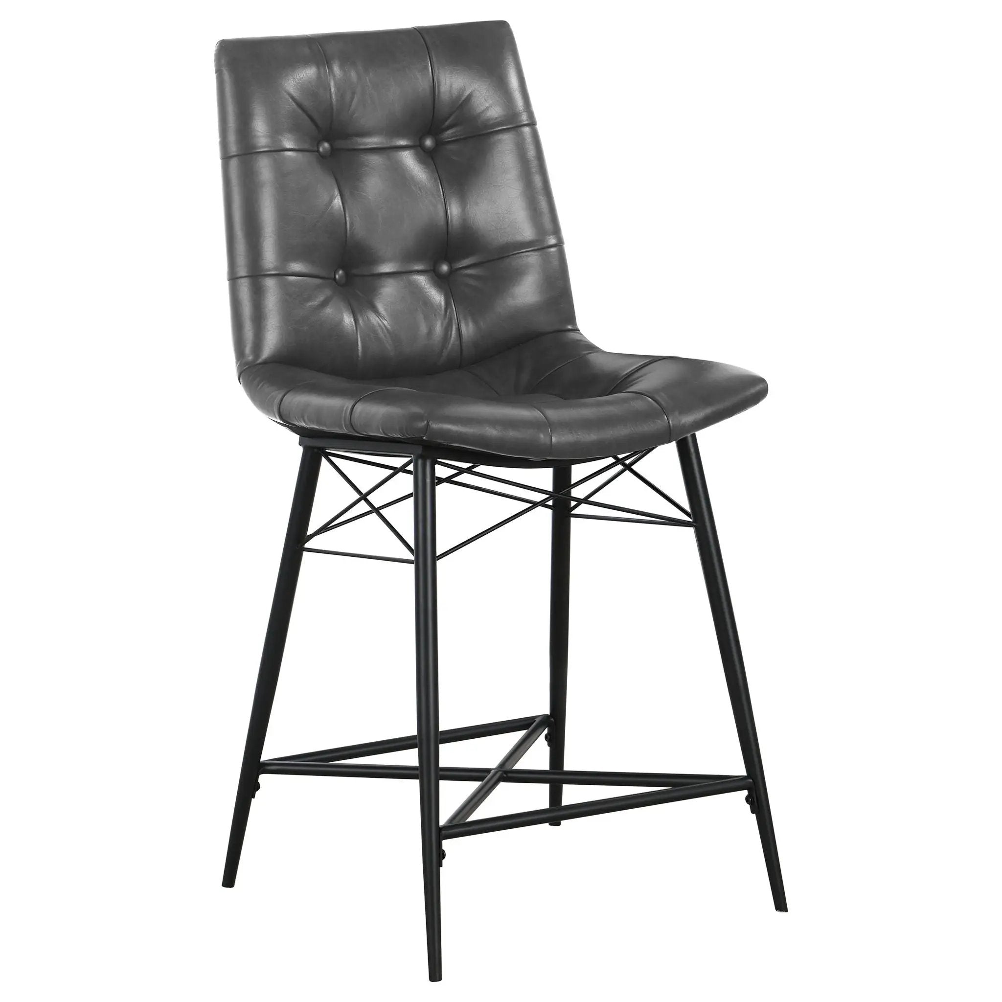 Aiken Upholstered Tufted Counter Chair Charcoal (Set of 2) by Unique Piece Furniture