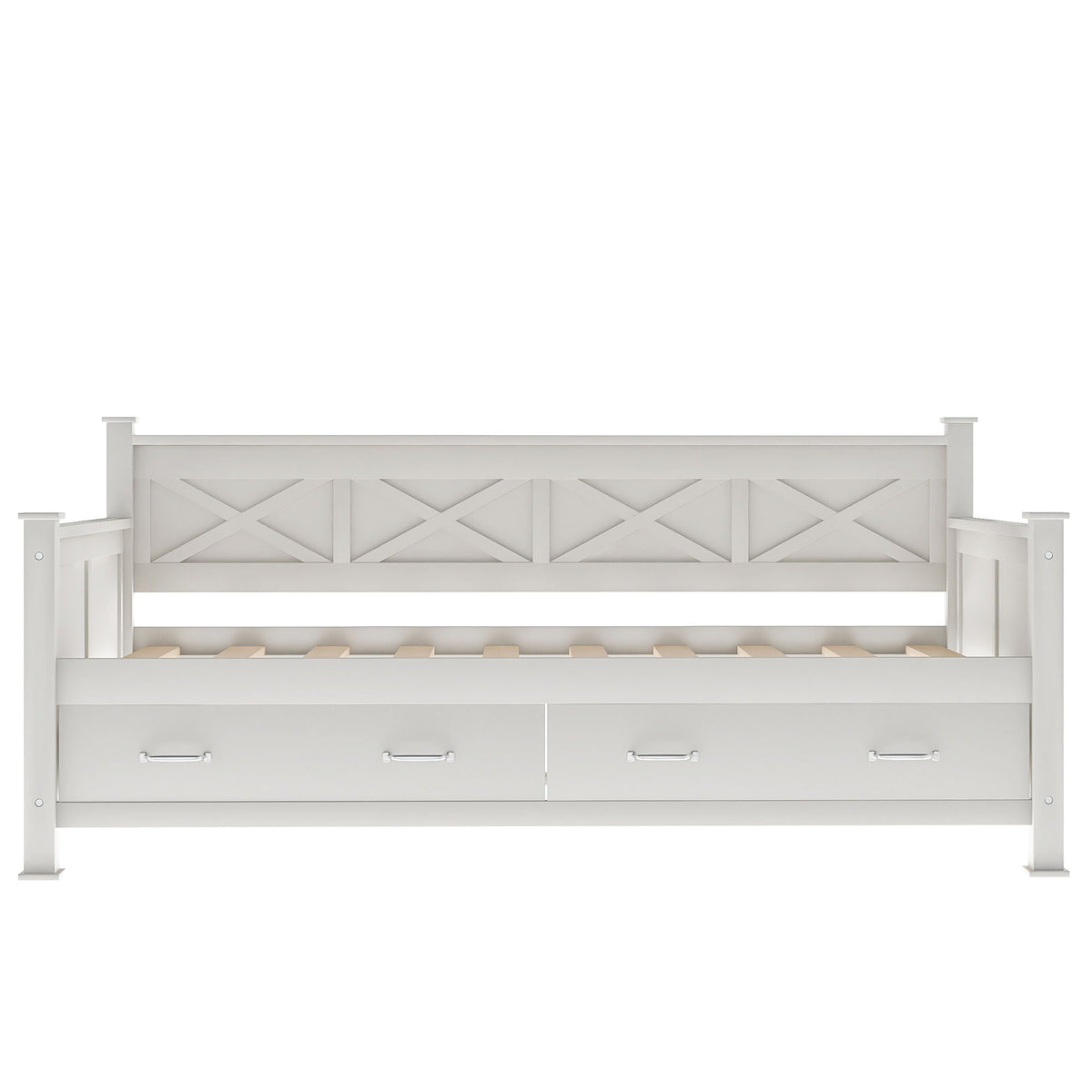Modern Daybed with 2 Large Drawers and X Shaped Frame - Twin, Dark Gray or White, photo 6 of 28