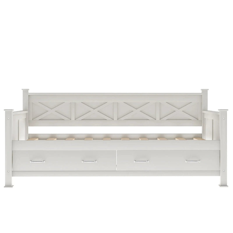 Modern Daybed With 2 Large Drawers, X Shaped Frame