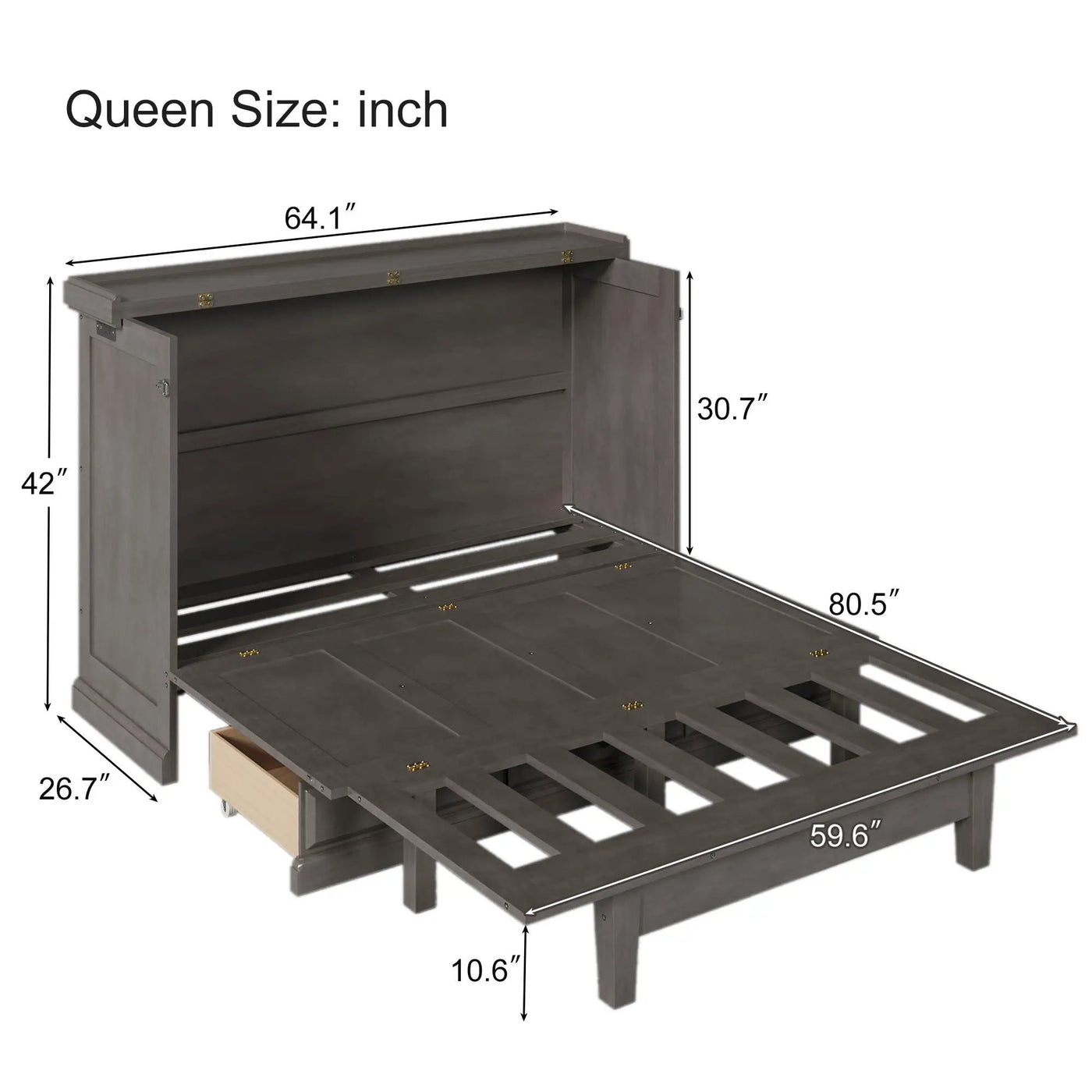 Murphy Bed Chest Cube Cabinet With Charging Station And Large Storage Drawer by HouseOfZazla
