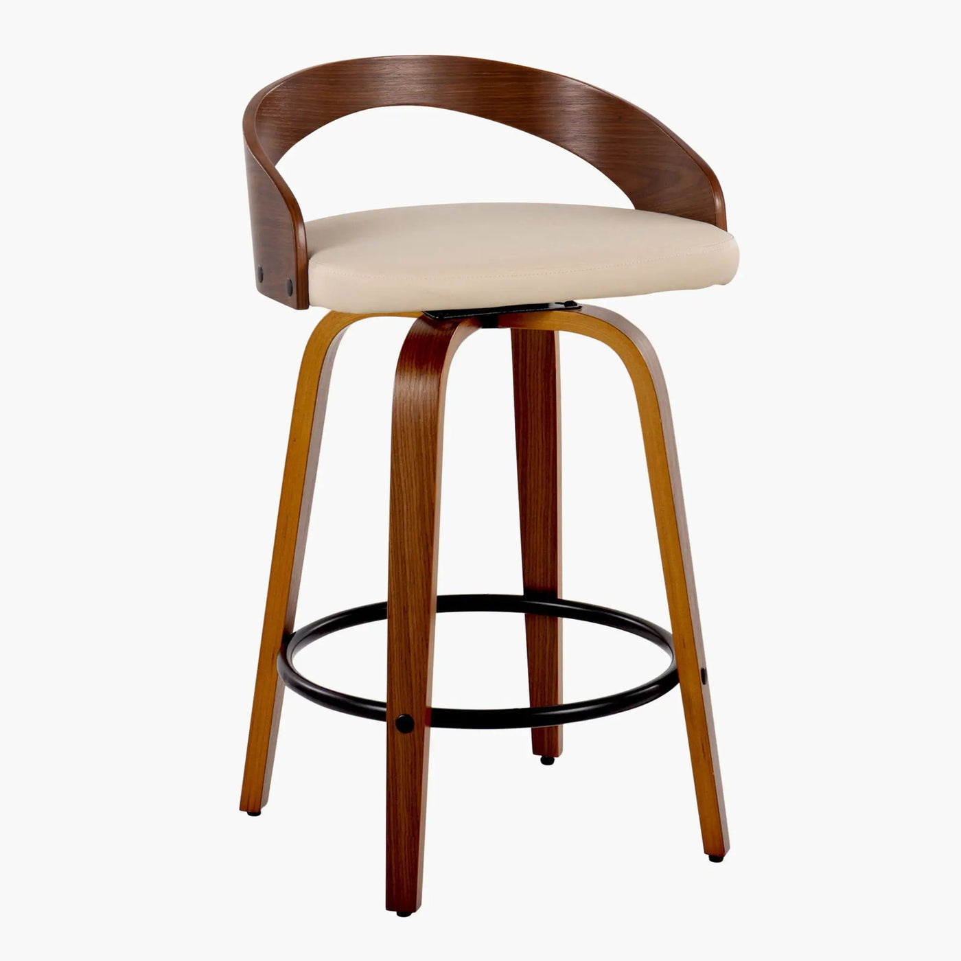 Grotto - Mid Century Modern Fixed Height Counter Stool With Swivel With Round Footrest (Set of 2) by HouseOfZazla